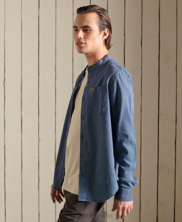 Superdry Hommes chemise de travail henley indigo D64Z223 vêtements bleu