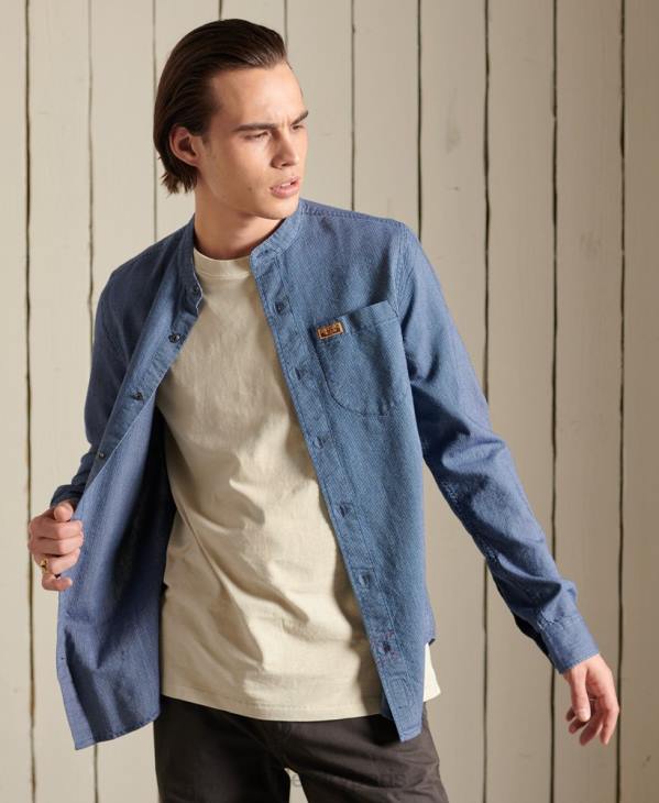 Superdry Hommes chemise de travail henley indigo D64Z223 vêtements bleu