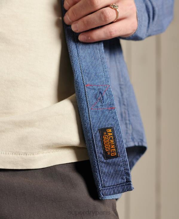 Superdry Hommes chemise de travail henley indigo D64Z223 vêtements bleu