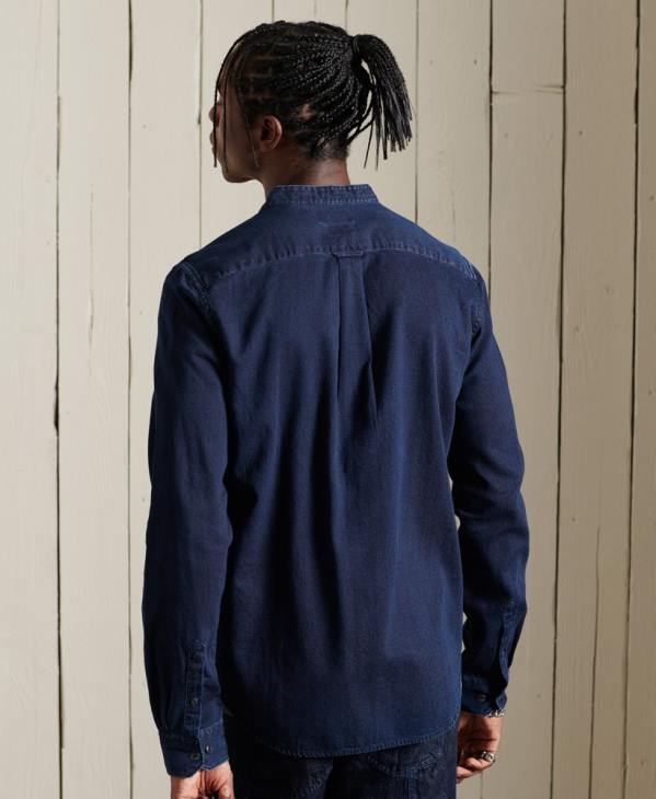 Superdry Hommes chemise de travail henley indigo D64Z235 vêtements bleu clair