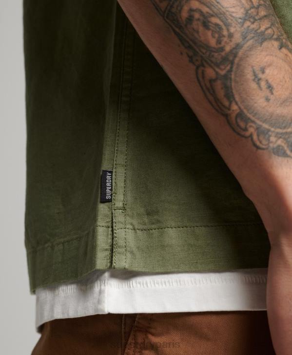 Superdry Hommes chemise de villégiature vintage D64Z189 vêtements kaki