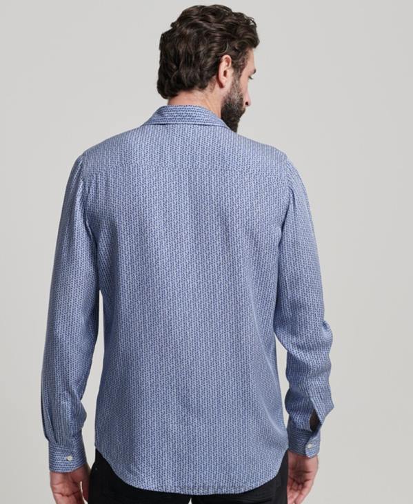Superdry Hommes chemise des années 70 D64Z180 vêtements bleu