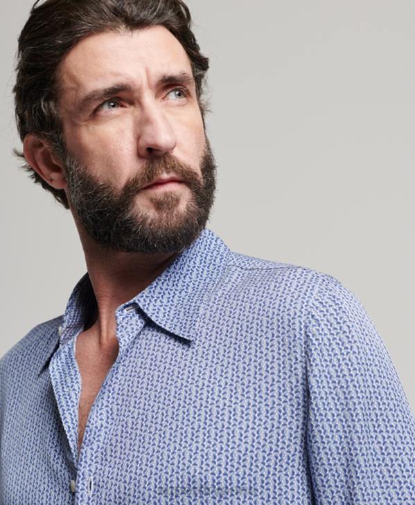 Superdry Hommes chemise des années 70 D64Z180 vêtements bleu