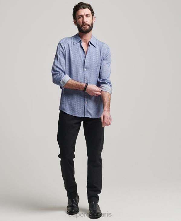 Superdry Hommes chemise des années 70 D64Z180 vêtements bleu