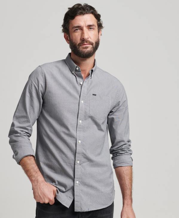 Superdry Hommes chemise en coton à micro carreaux D64Z147 vêtements noir