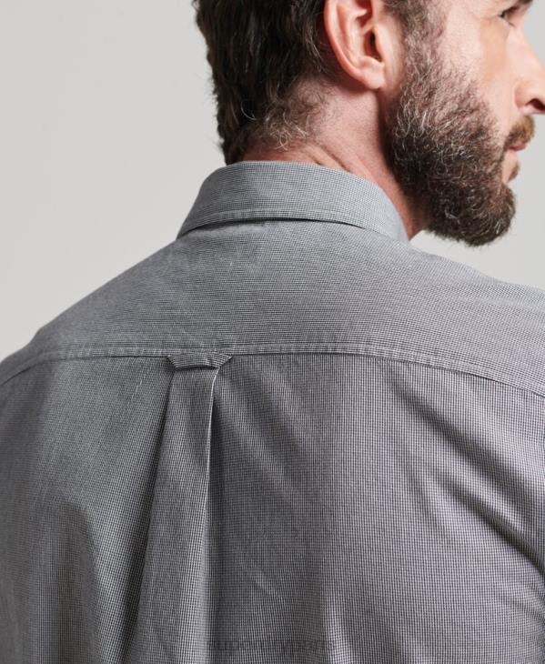 Superdry Hommes chemise en coton à micro carreaux D64Z147 vêtements noir