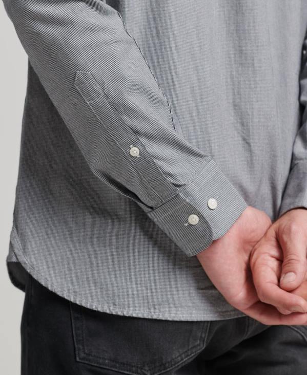 Superdry Hommes chemise en coton à micro carreaux D64Z147 vêtements noir