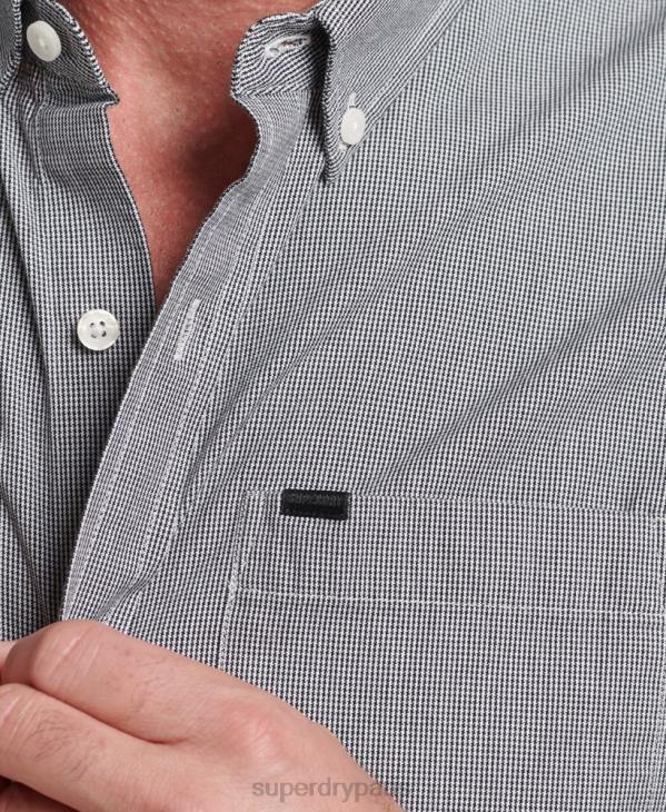 Superdry Hommes chemise en coton à micro carreaux D64Z147 vêtements noir