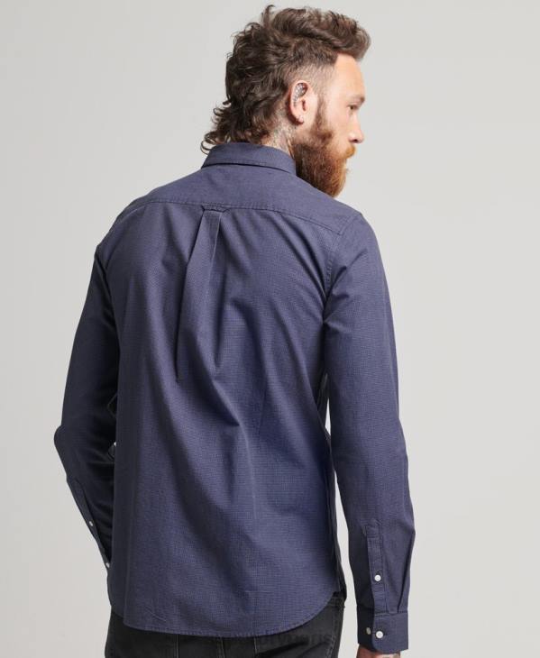Superdry Hommes chemise en coton à micro carreaux D64Z178 vêtements marine