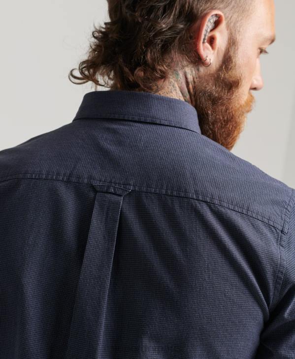 Superdry Hommes chemise en coton à micro carreaux D64Z178 vêtements marine