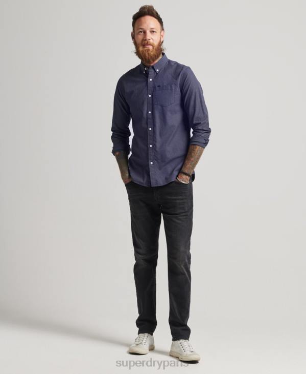 Superdry Hommes chemise en coton à micro carreaux D64Z178 vêtements marine