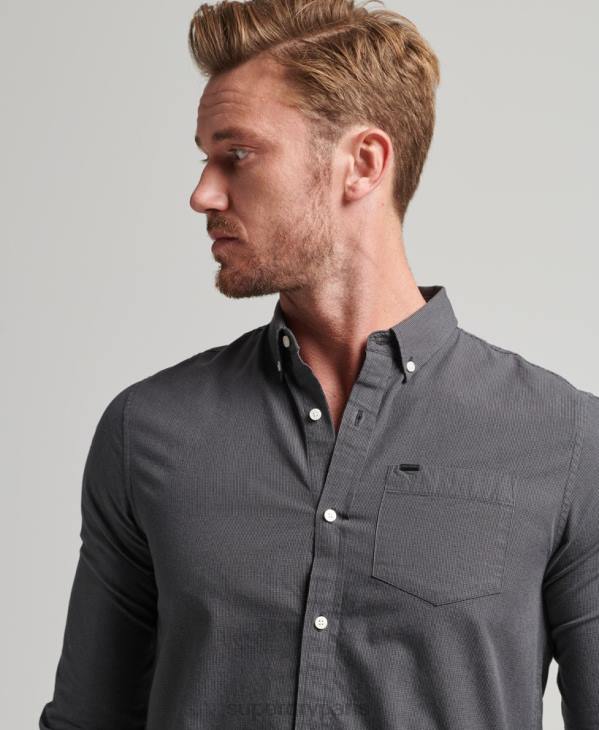 Superdry Hommes chemise en coton à micro carreaux D64Z211 vêtements gris