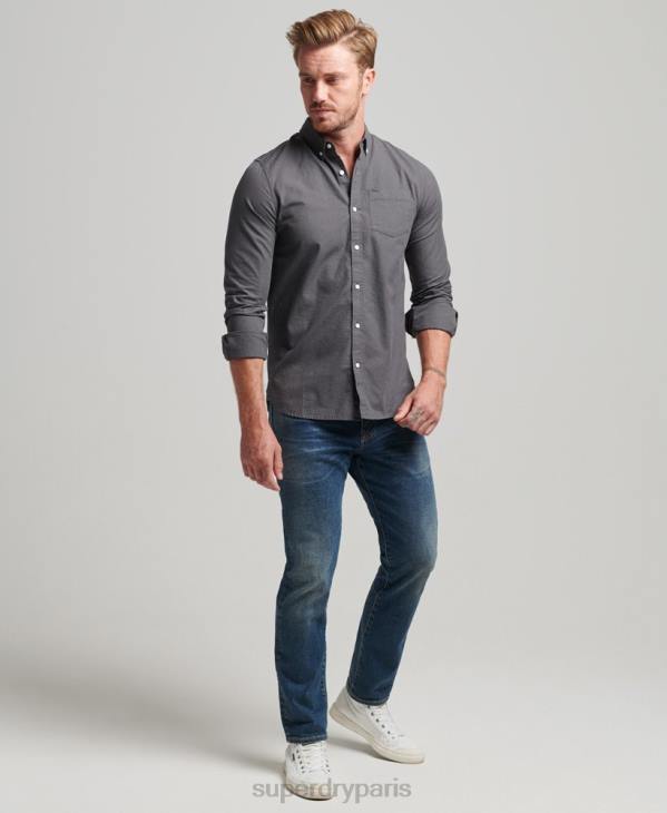 Superdry Hommes chemise en coton à micro carreaux D64Z211 vêtements gris