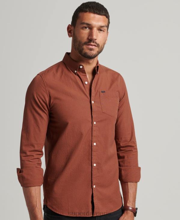 Superdry Hommes chemise en coton à micro carreaux D64Z225 vêtements orange