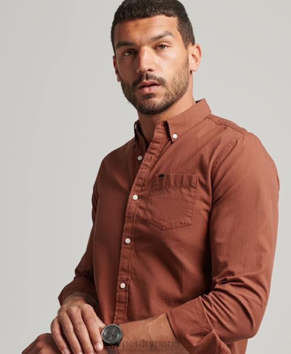 Superdry Hommes chemise en coton à micro carreaux D64Z225 vêtements orange