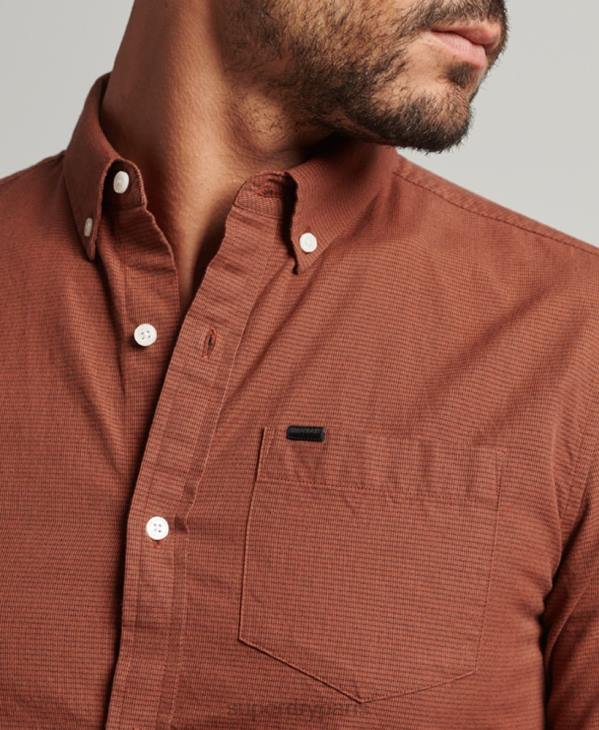 Superdry Hommes chemise en coton à micro carreaux D64Z225 vêtements orange