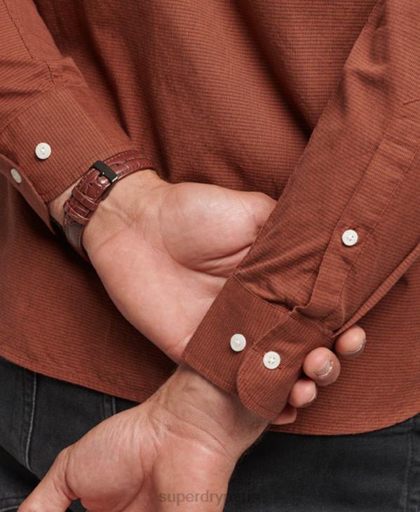 Superdry Hommes chemise en coton à micro carreaux D64Z225 vêtements orange