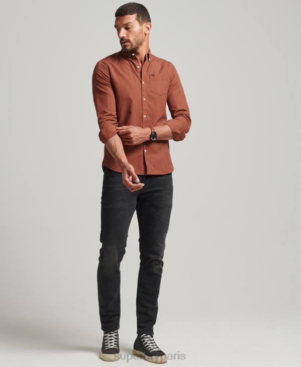 Superdry Hommes chemise en coton à micro carreaux D64Z225 vêtements orange