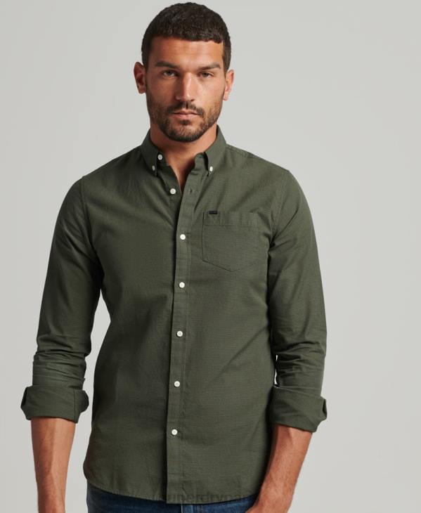 Superdry Hommes chemise en coton à micro carreaux D64Z231 vêtements vert