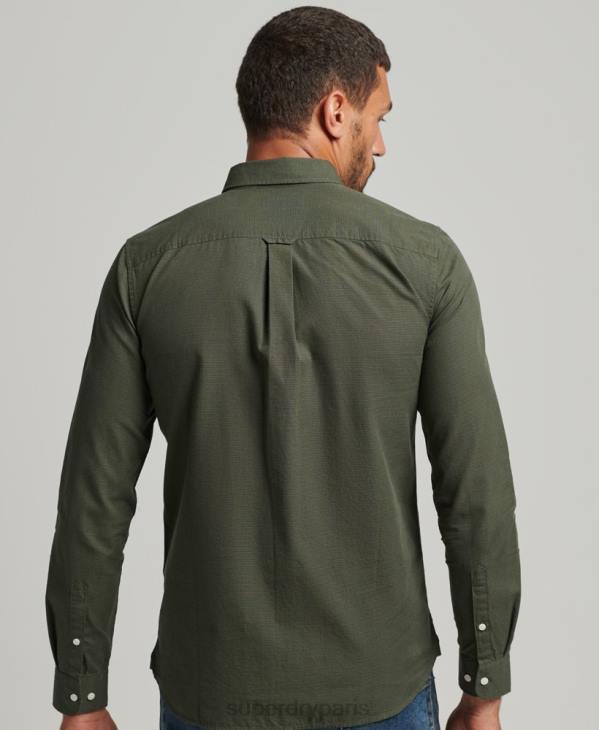 Superdry Hommes chemise en coton à micro carreaux D64Z231 vêtements vert