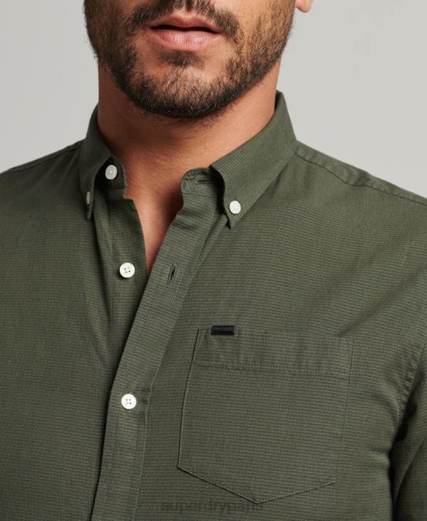 Superdry Hommes chemise en coton à micro carreaux D64Z231 vêtements vert