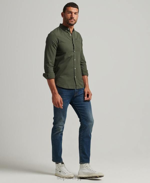Superdry Hommes chemise en coton à micro carreaux D64Z231 vêtements vert