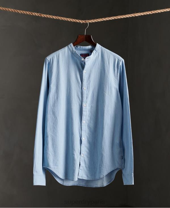 Superdry Hommes chemise grand-père en sergé classique D64Z242 vêtements bleu