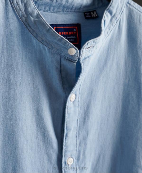 Superdry Hommes chemise grand-père en sergé classique D64Z242 vêtements bleu