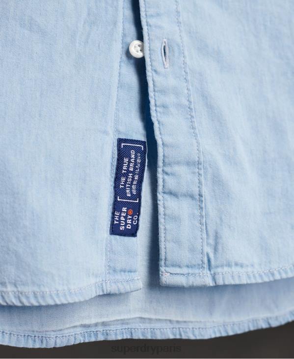 Superdry Hommes chemise grand-père en sergé classique D64Z242 vêtements bleu