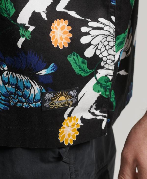 Superdry Hommes chemise hawaïenne à manches courtes D64Z124 vêtements noir