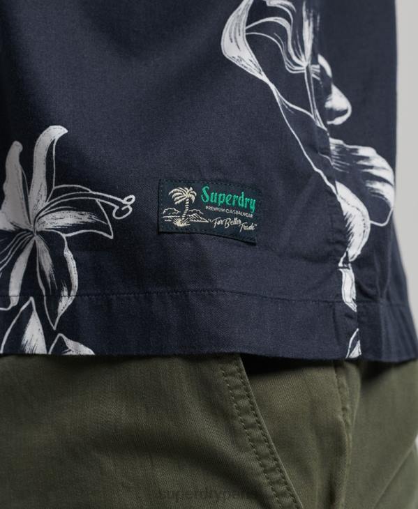 Superdry Hommes chemise hawaïenne à manches courtes D64Z83 vêtements marine