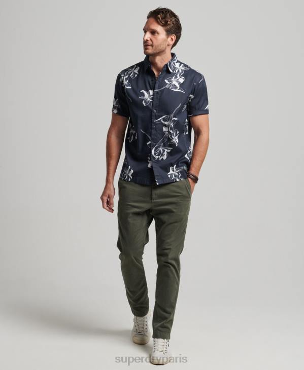 Superdry Hommes chemise hawaïenne à manches courtes D64Z83 vêtements marine