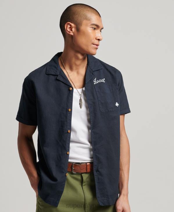Superdry Hommes chemise à manches courtes D64Z135 vêtements marine