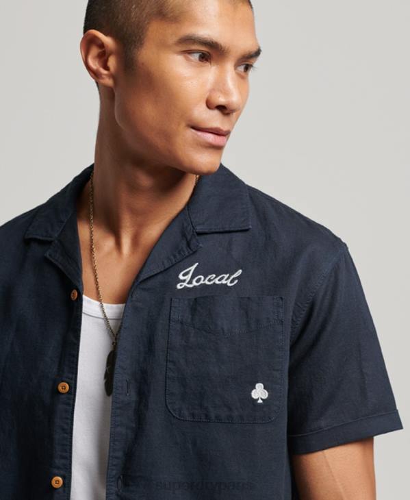 Superdry Hommes chemise à manches courtes D64Z135 vêtements marine