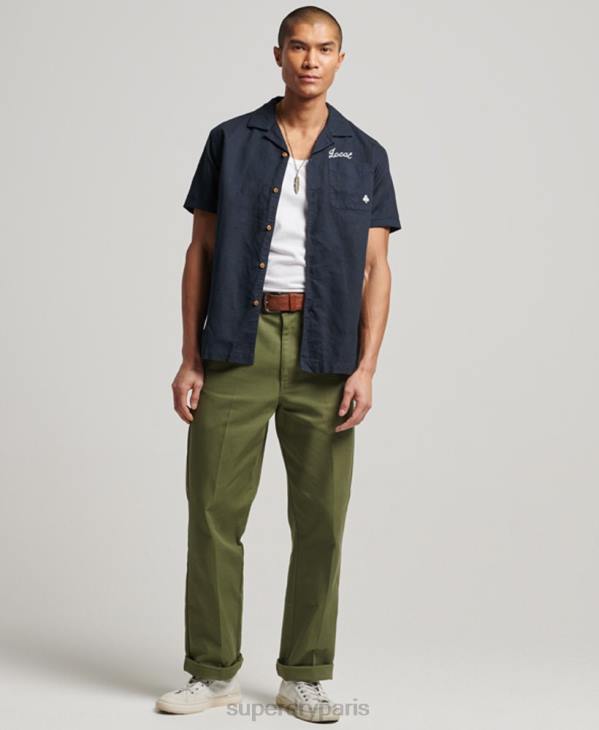 Superdry Hommes chemise à manches courtes D64Z135 vêtements marine