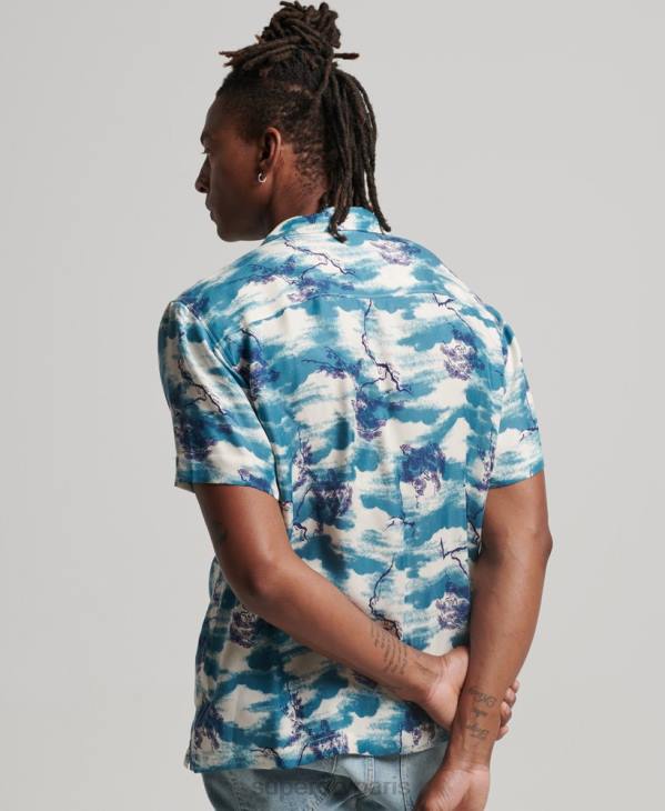 Superdry Hommes chemise à manches courtes D64Z184 vêtements marine
