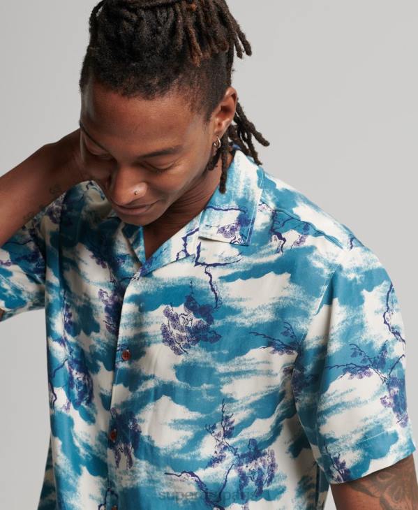 Superdry Hommes chemise à manches courtes D64Z184 vêtements marine