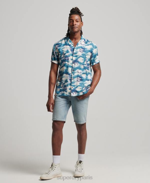 Superdry Hommes chemise à manches courtes D64Z184 vêtements marine