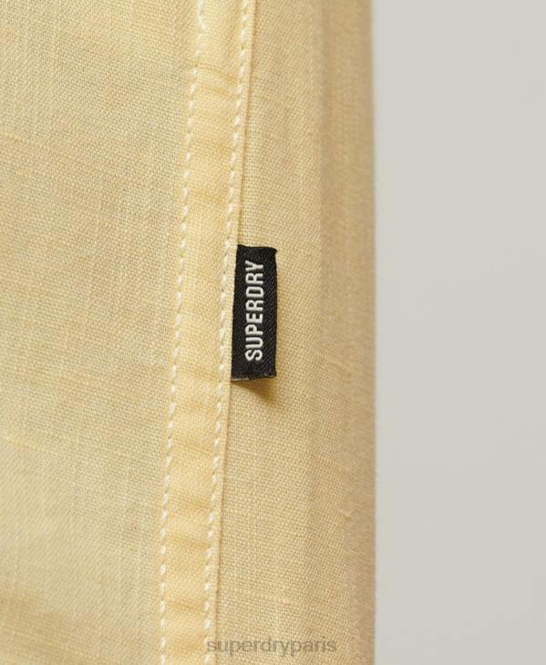 Superdry Hommes chemise à manches courtes en lin et coton bio D64Z125 vêtements jaune