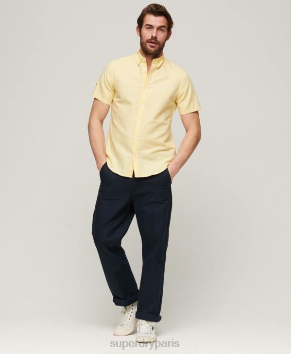 Superdry Hommes chemise à manches courtes en lin et coton bio D64Z125 vêtements jaune