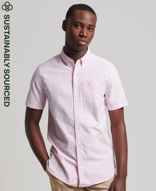 Superdry Hommes chemise à manches courtes oxford vintage en coton biologique D64Z197 vêtements rose