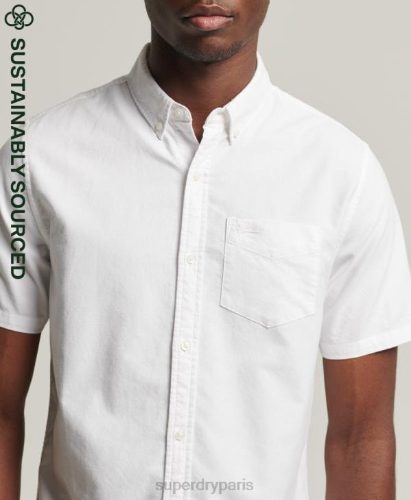 Superdry Hommes chemise à manches courtes oxford vintage en coton biologique D64Z233 vêtements blanc
