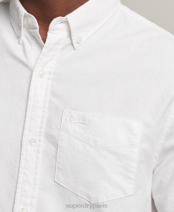 Superdry Hommes chemise à manches courtes oxford vintage en coton biologique D64Z233 vêtements blanc