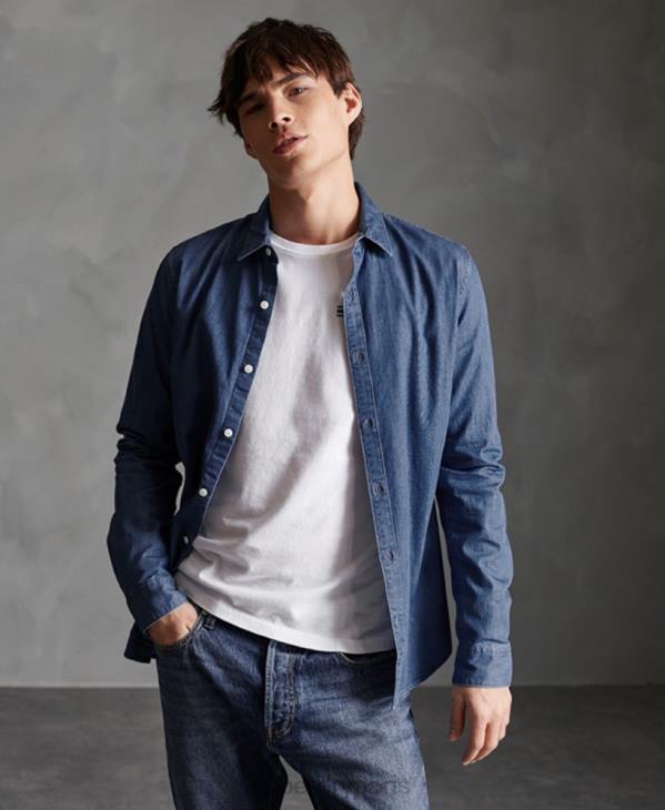 Superdry Hommes chemise à manches longues D64Z241 vêtements marine