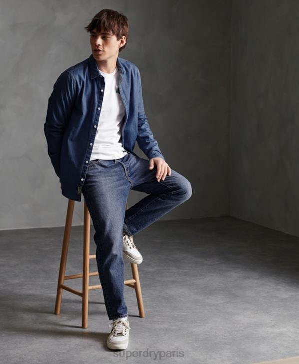 Superdry Hommes chemise à manches longues D64Z241 vêtements marine