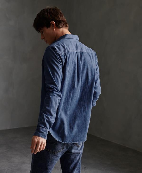 Superdry Hommes chemise à manches longues D64Z241 vêtements marine