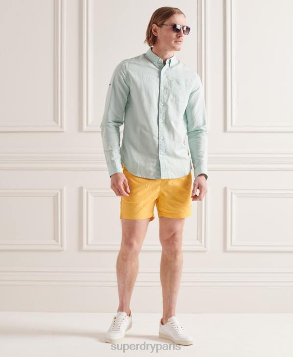 Superdry Hommes chemise à manches longues en coton et lin D64Z6440 vêtements vert