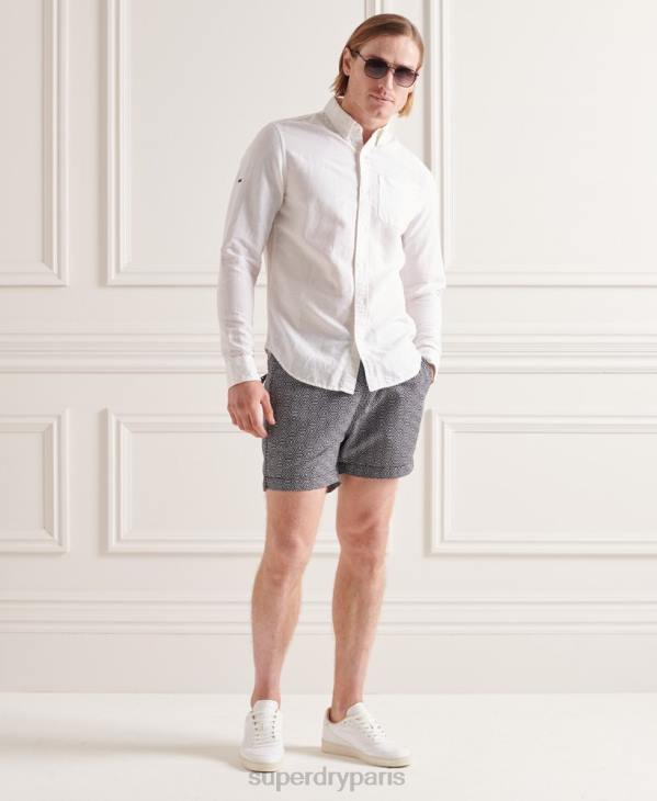 Superdry Hommes chemise à manches longues en coton et lin D64Z6447 vêtements blanc