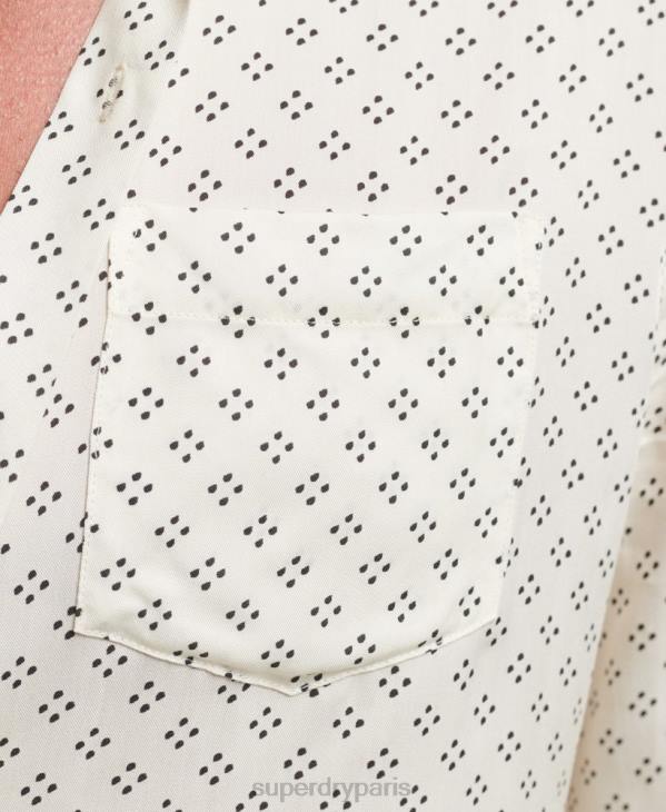 Superdry Hommes chemise à manches longues à imprimé années 70 D64Z145 vêtements blanc