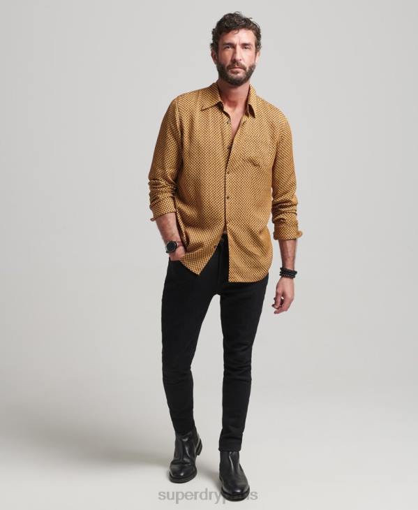 Superdry Hommes chemise à manches longues à imprimé années 70 D64Z149 vêtements orange